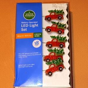 Xmas LED 18 lights red pickup truck w/tree